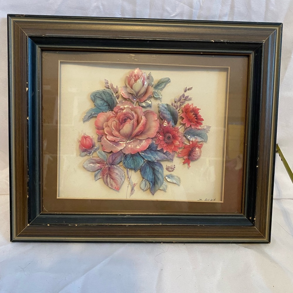 Vintage 3D picture paper tole. Flowers